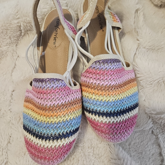 Comfortview Rainbow Striped Espadrilles - Picture 2 of 8
